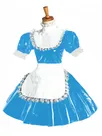 Second Skin Maid Mini Dress Short Puff Sleeve Wetlook PVC Lace Maid Lolita Dress Second Skin Maid Mini Dress Short Puff Sleeve Wetlook PVC Lace Maid Lolita Dress
