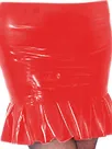 Second Skin Wetlook PVC Mini Skirt Gothic Women High Waist Asymmetric Hem Skater Skirt