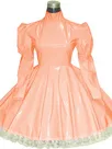 Second Skin Lolita Wetlook PVC Maid Dress Long Sleeve Gothic Dress French Maid Wetlook PVC Dress