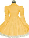 Second Skin Lolita Wetlook PVC Maid Dress Long Sleeve Gothic Dress French Maid Wetlook PVC Dress