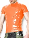 Second Skin Mens Wet Look Shiny Metallic T-shirt Coat Wet Look Wetlook PVC Short Sleeve Top