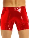 Second Skin Men Wet Look Shiny Metallic Glossy Boxer Short Low Rise Elastic Slim Fit Side Zipper Short Second Skin Men Wet Look Shiny Metallic Glossy Boxer Short Low Rise Elastic Slim Fit Side Zipper Short