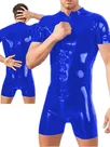Skinny Stretch Bodycon Bodysuits Men Open Crotch Wetlook PVC Bodysuit Skinny Stretch Bodycon Bodysuits Men Open Crotch Wetlook PVC Bodysuit