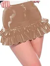 Second Skin Lovely Women Wetlook PVC Mini Skirt Wet Look A-line Ruffle Skirt Second Skin Lovely Women Wetlook PVC Mini Skirt Wet Look A-line Ruffle Skirt