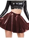Second Skin Wetlook PVC A-line Pleated Skirt Ladies High Waist Short Skirt