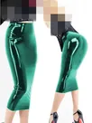 Second Skin Wet Look Bodycon Leather Pencil Skirts Women Slim Wetlook PVC Leather Midi Skirts Office Lady High Waist Stretch Skirts