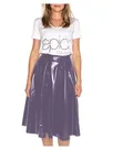 Second Skin Women Flared Skater Skirt Mini above Knee Versatile Stretchy Pleated Casual Skirt Wet Look Shiny Wetlook PVC Leather Women's Basic Short Skirt