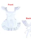 Second Skin Adult Cute Lolita Apron Wetlook PVC French Maid Apron Sissy Accessory Gothic Lolita Dress Halloween Ruffle Waitress Dress