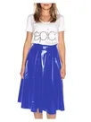 Second Skin Women Flared Skater Skirt Mini above Knee Versatile Stretchy Pleated Casual Skirt Wet Look Shiny Wetlook PVC Leather Women's Basic Short Skirt