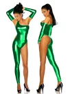 Bodysuit Female One Shoulder Single Trouser Leg Long Sleeve Slim Bodycon Jumpsuits Lady Rompers Skinny Bodysuit with Gloves