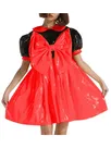 Second Skin Wetlook PVC Big Bow Puff Sleeve Dress Adult Fetish Cross-dresser Dress Lolita Dress Gothic Party Halloween Costume