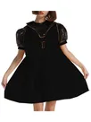 Second Skin Wetlook PVC Big Bow Puff Sleeve Dress Adult Fetish Cross-dresser Dress Lolita Dress Gothic Party Halloween Costume