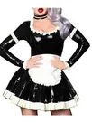 Second Skin Low Cut Maid Apron Dress Ladies Servant Wetlook PVC Dress Second Skin Low Cut Maid Apron Dress Ladies Servant Wetlook PVC Dress