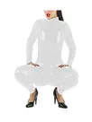 Open Crotch Catsuit Women Glossy Skinsuit Wetlook Unitard PVC Jumpsuitbodycon Catsuitsuit Zentai Second-skin Costume