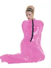 Women's Skinsuit Wetlook Unitard PVC Bondage Catsuitsuit bag Shinysleeping bag Zentai Mummy Clothes Front Zipper Halloween Cosplay Costumes Second Skin Costume