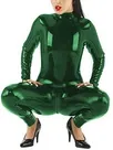 Open Crotch Catsuit Women Glossy Skinsuit Wetlook Unitard PVC Jumpsuitbodycon Catsuitsuit Zentai Second-skin Costume