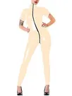 Plus Size Short Sleeve Catsuit Open Crotch Lady Skinsuit Wetlook Unitard PVC Jumpsuit Zentai Second-skin Costume Plus Size Short Sleeve Catsuit Open Crotch Lady Skinsuit Wetlook Unitard PVC Jumpsuit Zentai Second-skin Costume