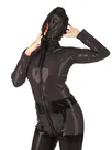 Sheer Hooded Catsuit Skinsuit Wetlook Unitard PVC Plastic Front Zipper Open Crotch Jumpsuits Long Sleeve See Through Catsuitsuit Clearcostumes Zentai Second-skin Costume