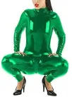 Open Crotch Catsuit Women Glossy Skinsuit Wetlook Unitard PVC Jumpsuitbodycon Catsuitsuit Zentai Second-skin Costume