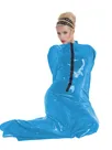 Women's Skinsuit Wetlook Unitard PVC Bondage Catsuitsuit bag Shinysleeping bag Zentai Mummy Clothes Front Zipper Halloween Cosplay Costumes Second Skin Costume