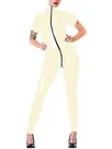 Plus Size Short Sleeve Catsuit Open Crotch Lady Skinsuit Wetlook Unitard PVC Jumpsuit Zentai Second-skin Costume Plus Size Short Sleeve Catsuit Open Crotch Lady Skinsuit Wetlook Unitard PVC Jumpsuit Zentai Second-skin Costume