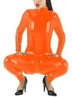 Open Crotch Catsuit Women Glossy Skinsuit Wetlook Unitard PVC Jumpsuitbodycon Catsuitsuit Zentai Second-skin Costume