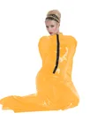 Women's Skinsuit Wetlook Unitard PVC Bondage Catsuitsuit bag Shinysleeping bag Zentai Mummy Clothes Front Zipper Halloween Cosplay Costumes Second Skin Costume
