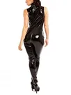 Black Red Women'sshiny Skinsuit Wetlook Unitard PVC Catsuit Sleeveless Zip to Crotch Jumpsuit Zentai Second-skin Costume Black Red Women'sshiny Skinsuit Wetlook Unitard PVC Catsuit Sleeveless Zip to Crotch Jumpsuit Zentai Second-skin Costume