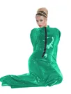 Women's Skinsuit Wetlook Unitard PVC Bondage Catsuitsuit bag Shinysleeping bag Zentai Mummy Clothes Front Zipper Halloween Cosplay Costumes Second Skin Costume