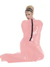 Women's Skinsuit Wetlook Unitard PVC Bondage Catsuitsuit bag Shinysleeping bag Zentai Mummy Clothes Front Zipper Halloween Cosplay Costumes Second Skin Costume