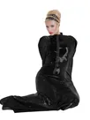 Women's Skinsuit Wetlook Unitard PVC Bondage Catsuitsuit bag Shinysleeping bag Zentai Mummy Clothes Front Zipper Halloween Cosplay Costumes Second Skin Costume