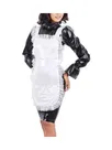 Second Skin Flare Long Sleeve Maid Dress High Neck Bodycon Midi Dress Wet Look Lolita Wetlook PVC Costume Women Uniform with Apron