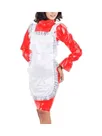 Second Skin Flare Long Sleeve Maid Dress High Neck Bodycon Midi Dress Wet Look Lolita Wetlook PVC Costume Women Uniform with Apron