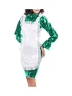 Second Skin Flare Long Sleeve Maid Dress High Neck Bodycon Midi Dress Wet Look Lolita Wetlook PVC Costume Women Uniform with Apron