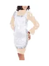 Second Skin Flare Long Sleeve Maid Dress High Neck Bodycon Midi Dress Wet Look Lolita Wetlook PVC Costume Women Uniform with Apron