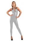 Second Skin Hot Women Sleeveless Jumpsuit Wetlook PVC Bodysuit Zipper Club Bodysuit Jumpsuit Tights Game Uniform