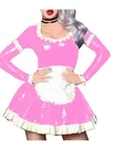 Second Skin Women Long Sleeve Wet Look Shiny Wetlook PVC Maid Dress Maids Halloween Cosplay Costume Fetish Cross-dresser Dresses with Apron Second Skin Women Long Sleeve Wet Look Shiny Wetlook PVC Maid Dress Maids Halloween Cosplay Costume Fetish Cross-dresser Dresses with Apron