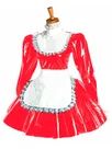 Second Skin Puff Sleeve Maid Cosplay Dress Ladies Lolita Wetlook PVC Wetlook Apron Dress