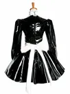 Second Skin Puff Sleeve Maid Cosplay Dress Ladies Lolita Wetlook PVC Wetlook Apron Dress