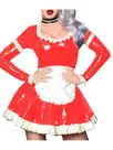 Second Skin Women Long Sleeve Wet Look Shiny Wetlook PVC Maid Dress Maids Halloween Cosplay Costume Fetish Cross-dresser Dresses with Apron Second Skin Women Long Sleeve Wet Look Shiny Wetlook PVC Maid Dress Maids Halloween Cosplay Costume Fetish Cross-dresser Dresses with Apron
