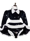 Second Skin Long Sleeve Fetish Cross-dresser Dress Wetlook PVC Bow Pant Dress Lockable French Maid Outfit Wet Look Shiny Lolita Cosplay Crossdresser