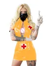 Second Skin Nurse Uniform Turn-down Collar Short Sleeves Mini Pencil Dress Apron Dress Nurse Costume Second Skin Nurse Uniform Turn-down Collar Short Sleeves Mini Pencil Dress Apron Dress Nurse Costume