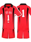 Zentai Second Skin Uno High School Volleyball Division Volleyball Junior Short Sleeves Tops Shorts Set Cartoon Anime Cos Ball Costume