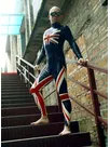 Men Back Zipper Flag Pattern Latex Catsuit Second-skin Clothing
