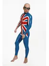 Uk Flag Front Pattern Back Zipper Latex Catsuit Second-skin Clothing