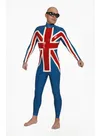 Uk Flag Front Pattern Back Zipper Latex Catsuit Second-skin Clothing