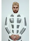 Men No Zipper Color Blocks Skeleton Latex Catsuit Second-skin Clothing
