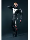 Men Brand Letter Trim Racer Suit Latex Catsuit Second-skin Clothing