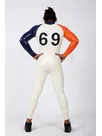 Second Skin Letter Trim Long Sleeves Tricolor Latex Clothing