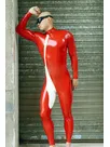 Men Red Second Skin Fullbody Back Zipper No Hoode Latex Catsuit